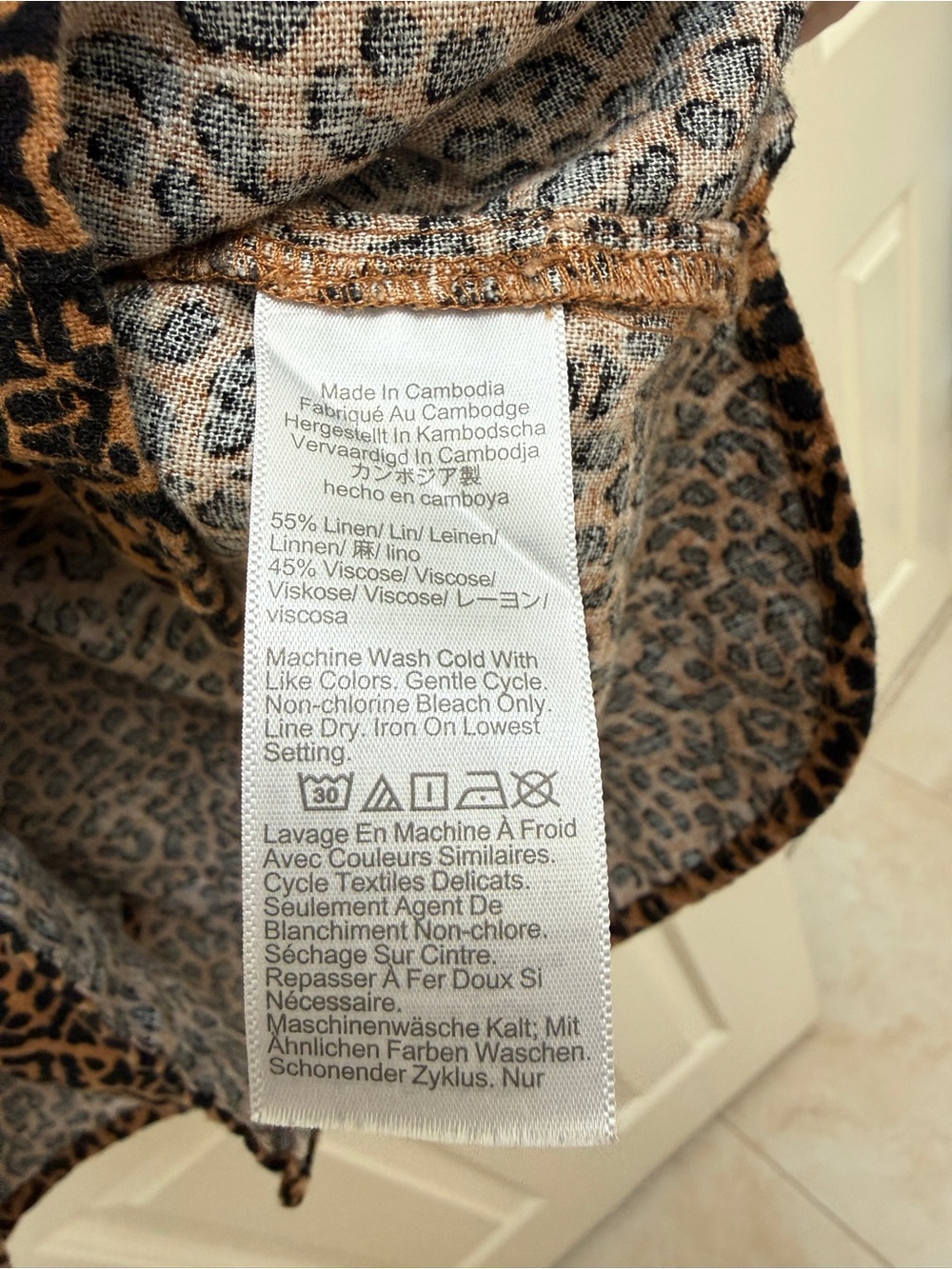 J Crew linen blend short sleeve shirt dress leopard print - Picture 7 of 7